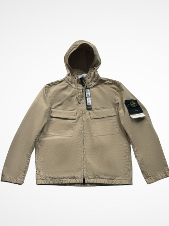 £595 STONE ISLAND SUPIMA COTTON TWILL HOODED JACKET BEIGE Large: New (Copy)
