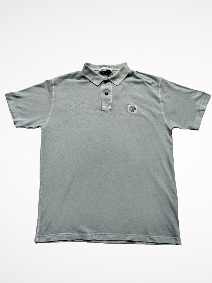 STONE ISLAND WASHED BOX LOGO POLO BLUE Large: New