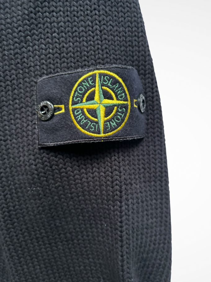 Stone Island Black Cable Thick Knit Sweater Large: New - Image 4
