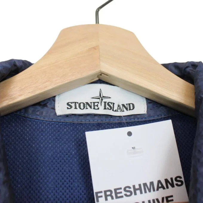 Stone Island AW 2020 Blue Seersucker Weft Nylon Metal Overshirt