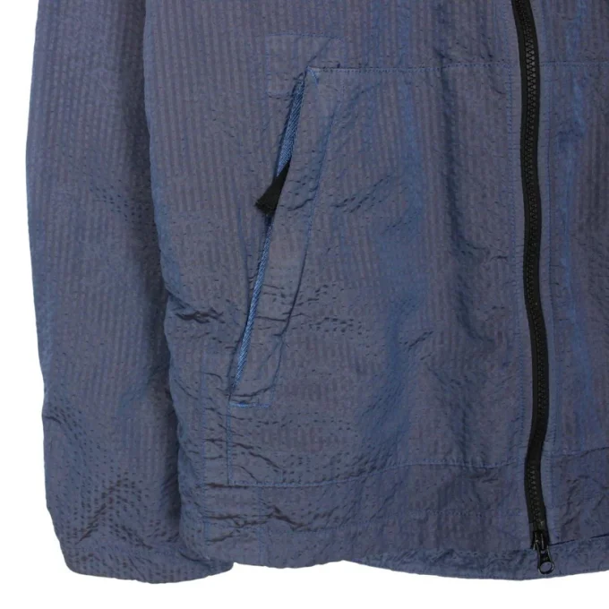 Stone Island AW 2020 Blue Seersucker Weft Nylon Metal Overshirt