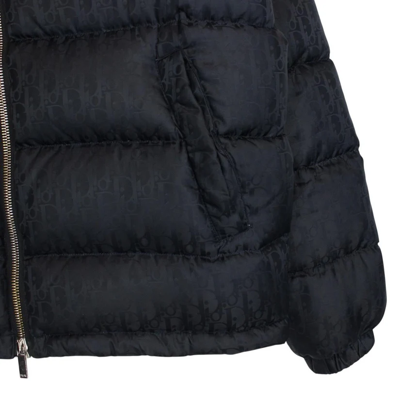 Dior Navy Blue Oblique Technical Full Zip Down Jacket - Image 7